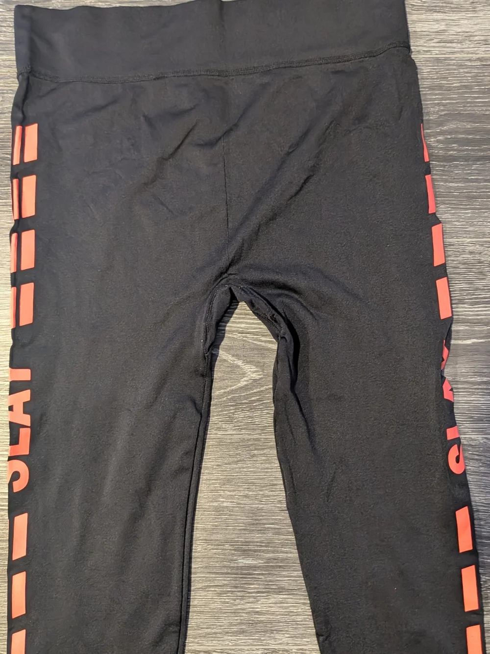 Black Leggings with Orange Side Graphic